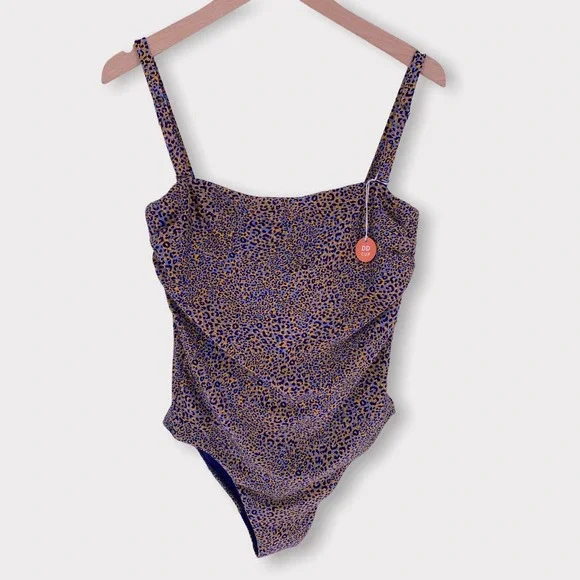NWOT SEAFOLLY US 10 DD One Piece Swimsuit Orange Blue Animal Print - Picture 2 of 14